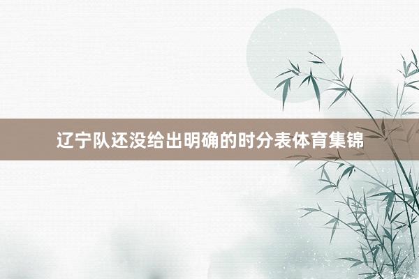 辽宁队还没给出明确的时分表体育集锦